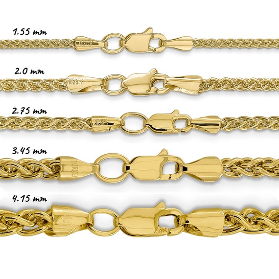 Semi-solid 14K Yellow Gold Spiga Wheat 
