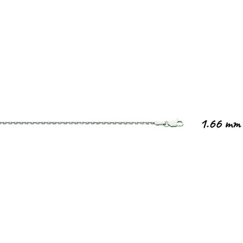 16-24 Inch 0.8mm-2,4mm Thick Solid 14K White Gold DC Cable Chain Necklace