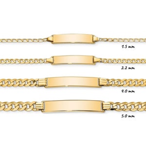 14K Yellow Gold Engravable Flat Curb Link ID Bracelet