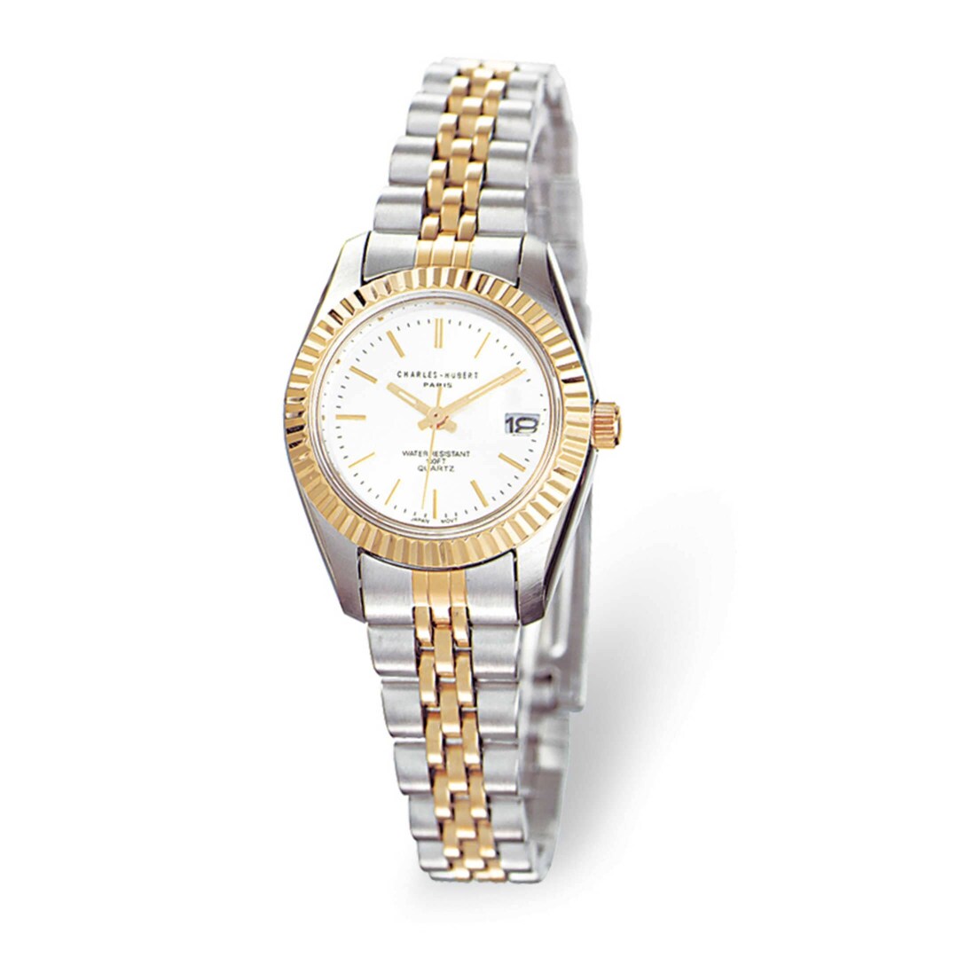 Ladies Two-Tone, Off White Dial Round Analog Watch by Charles Hubert Ladies Charles Hubert Two-Tone Off-White Dial Watch - 1B817A  main image 4