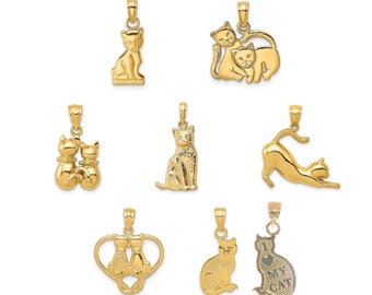 10K or 14K Yellow Gold Kitten and Cat Charms
