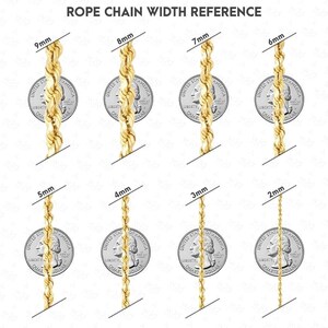 Solid 14K Yellow Gold Diamond Cut Rope Necklace Chain, 16