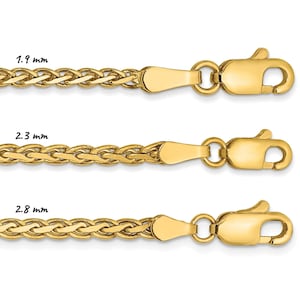Solid 14K Yellow Gold Flat Spiga Wheat Chain Bracelet / Anklet, 7&quot; Inch, 1.9mm-2.8mm Thick