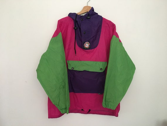 vintage K-WAY Anorak rain Coat oversized Size S p… - image 1