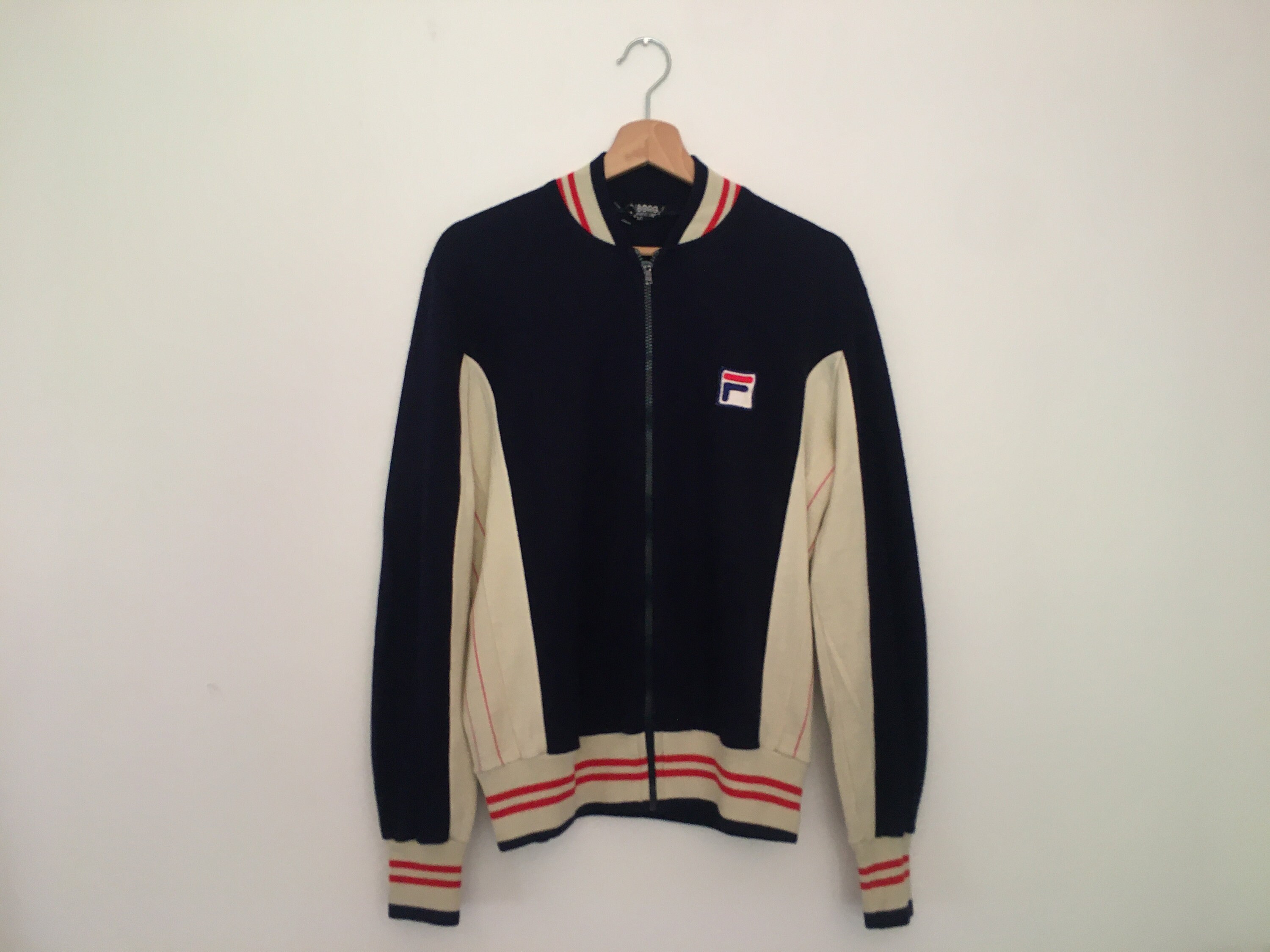 Vintage Fila Borg White Line 80s Casuals Track Top Full Zip Size S M Mini Logo Made in Italy Etsy