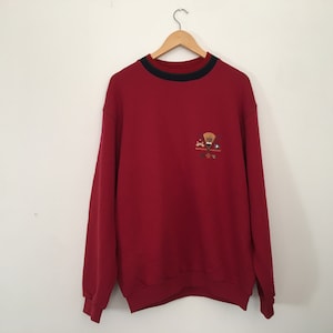 vintage  Bogner sweater color Red  Size XL mini front logo Sporting Club