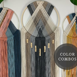 Macrame Hoop Wall Hanging - Custom Macrame - Boho Decor - Macrame Decor - Multi Color Macrame - Wall Art - Wood Metal Ring Macrame