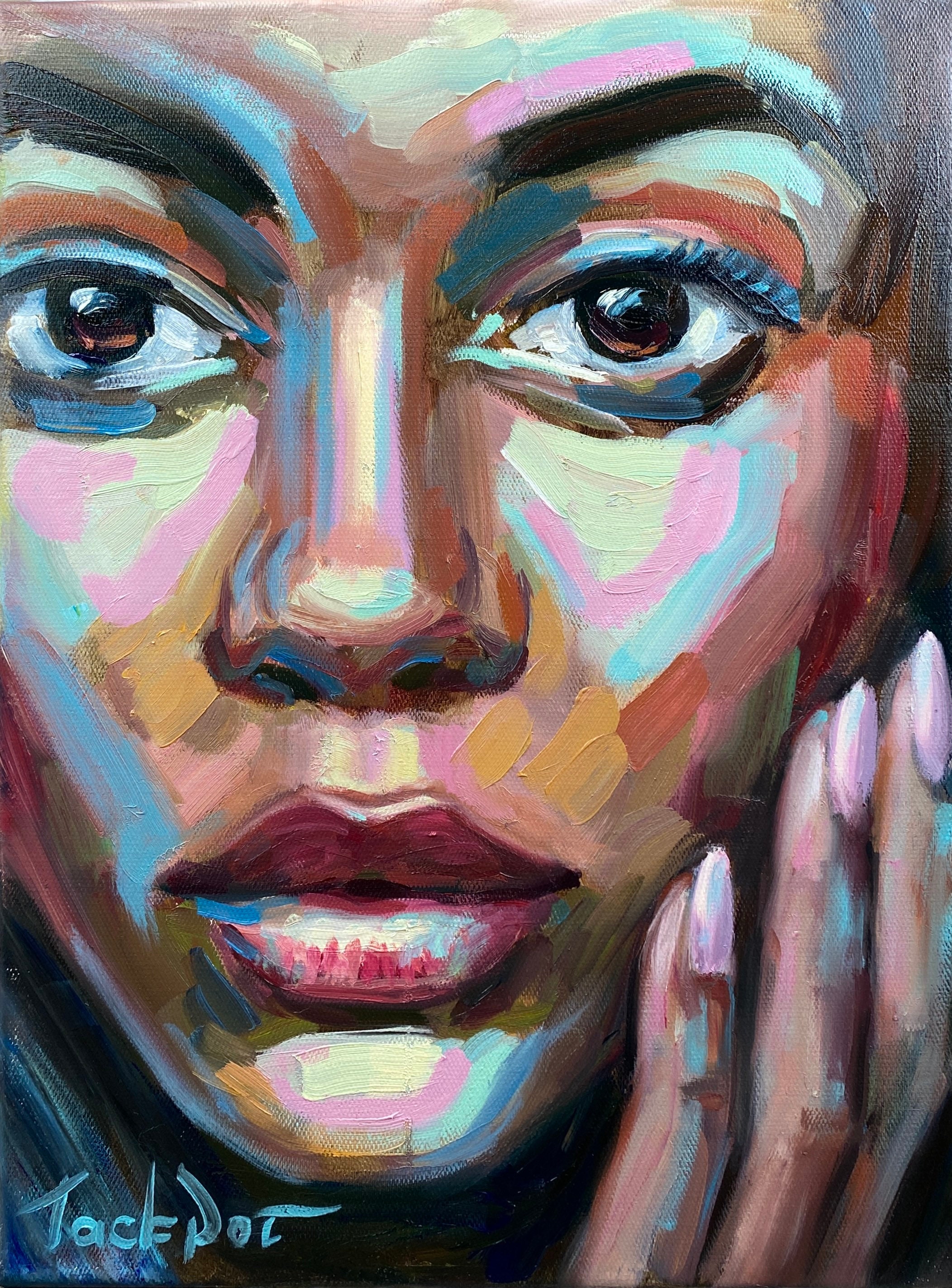 Oil portrait face woman painting canvas art Original wall art Etsy