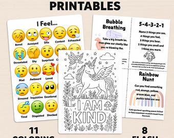 Kids Emotional Regulation Bundle printable worksheets, SEL activities PDF, coping tools for school