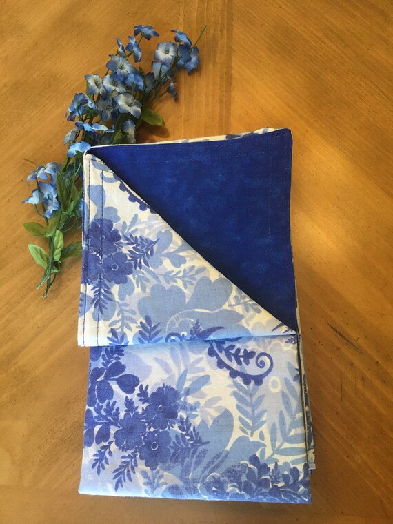 Cloth Napkins Blue Floral Reusable Lined With Double Top Etsy UK