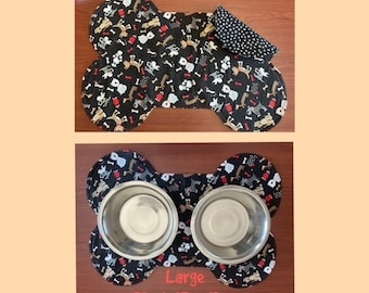 Pet Food Mats......Doggie Bone Small and Large Reversible Food Mats