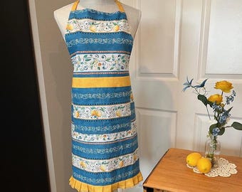 Kitchen Apron....Lemons on Teal