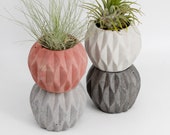 Geometric Sphere Small Concrete Planter Pot Air Plant Succulent Cacti Votive or Tea-light Candle Holder Pen Holder 2 inch