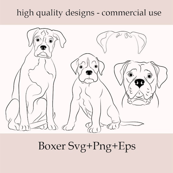 Boxer Svg, Boxer Dog Mom Svg, Boxer Dog Png, Cut Files for Cricut, Puppy Boxer Vector Files, Boxer Silhouette, Boxer Bundle Svg, Dog Clipart