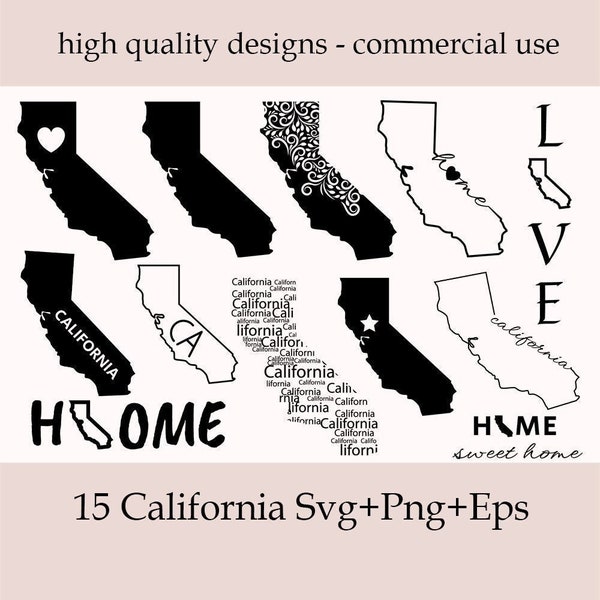 California SVG Bundle, California Outline Art, California State Silhouette, CA Svg , Cut File Cricut, California Shit Design, California Map