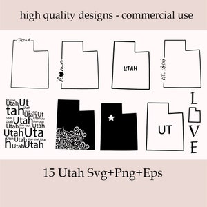 Utah SVG Bundle, Silhouette, Utah State Clipart, Utah Home Svg, Utah Outline, Utah State Svg, Utah Png