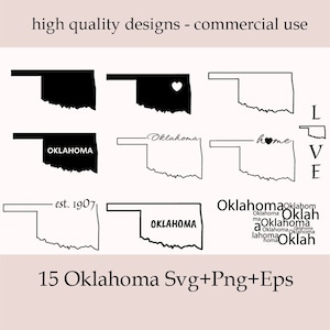 Pacote SVG de Oklahoma, Silhueta, Clipart do estado de Oklahoma, Oklahoma Home Svg, Esboço de Oklahoma, Estado de Oklahoma Svg, Oklahoma Png