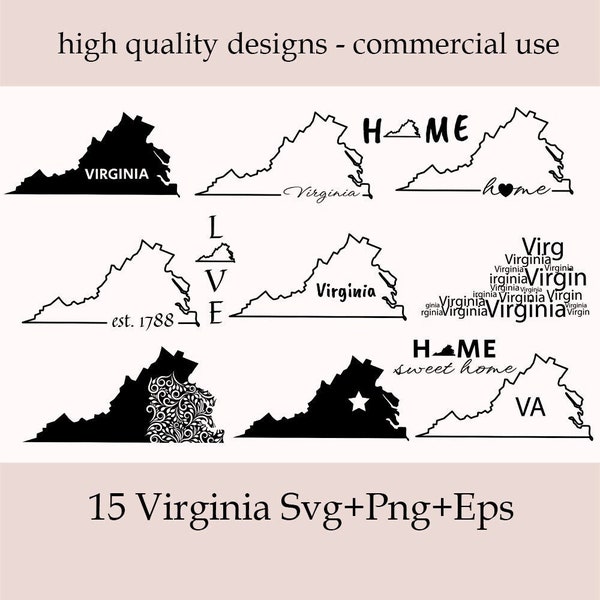 Map of Virginia - Etsy