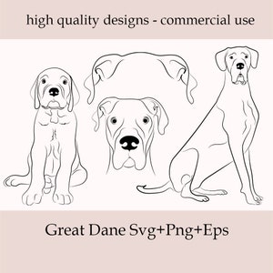 Great Dane Svg, Puppy Svg Pedigree, Great Dane Cut File, Great Dane Png, Great Dane Clip Art, Dog Silhouette, Clipart Vector Cricut Cutting