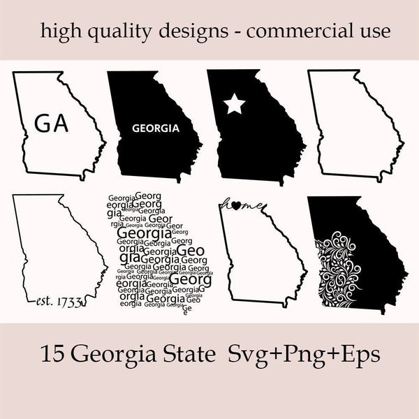 Georgia State SVG, Georgia Clipart, Silhouette, Georgia Outline, Cut File For Cricut, Georgia Home Svg, State of Georgia, Georgia Map Vector