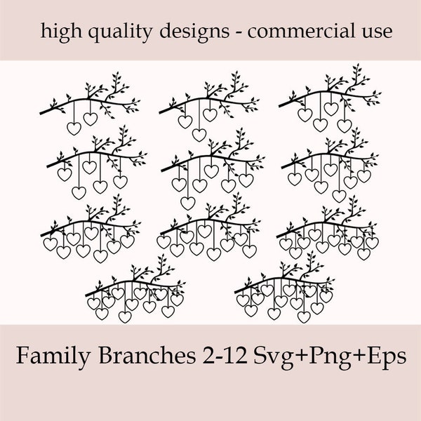 Family Branch Svg 2-12 Members, Family Tree Svg, Tree Of Life Svg, Family Reunion Png, Cricut, Silhouette, Family Tree Art