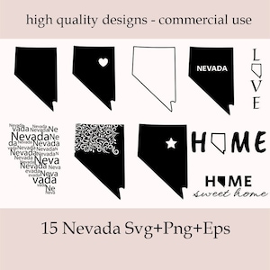 Nevada SVG bundel, silhouet, Nevada State Clipart, Nevada Home Svg, Nevada overzicht Png, Vector Shit Design, Nevada kaart staat Svg