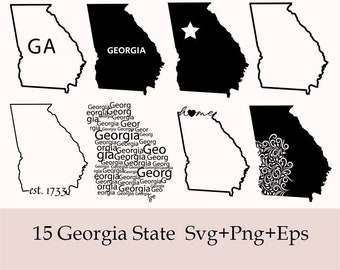 Georgia State SVG, Georgia Clipart, Silhouette, Georgia Outline, Cut File For Cricut, Georgia Home Svg, State of Georgia, Georgia Map Vector