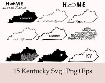 Kentucky SVG Bundle, Silhouette, Kentucky State Clipart, Kentucky Home Svg, Kentucky Outline, Kentucky State Svg, Kentucky Png