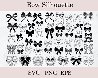 Paquete SVG de lazos de cinta, SVG de regalo, paquete de 56 SVG de lazos, SVG de lazo, SVG de lazo de regalo, archivos para Cricut, imágenes prediseñadas dibujadas a mano, SVG de pajarita