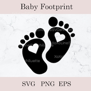 Baby Feet Svg, Baby Foot With Heart Svg, Footprint Svg, Baby Footprint Svg, Feet svg, Baby Birthday Clipart