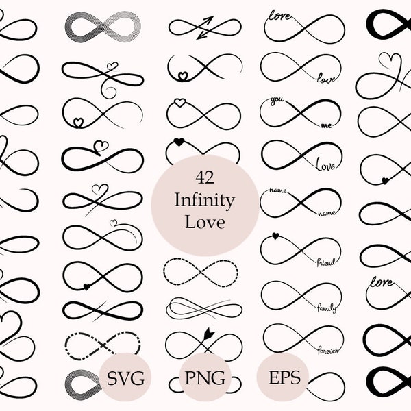 Infinity-Svg, Infinity-Liebe-Svg-Bundle, für immer Infinity-Svg, Infinity-Clipart, T-Shirt-Design, Infinity-Herz-Svg, Liebessvg, Valentinstag-Svg