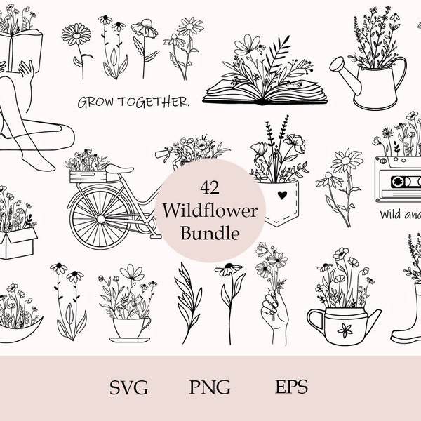 Wildblumen Muster, Wildblumen Muster, Wildblumen Muster, Wildblumen Muster, Wildblumen Muster, Png, Eps, geschnittene Dateien für Cricut