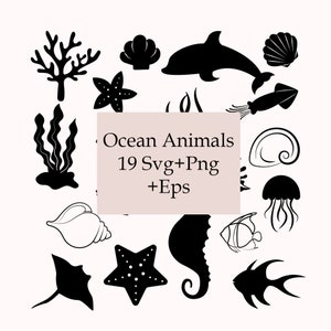 Oceaan dieren Svg, strand Svg bundel, Oceaan Svg, zee leven Svg, Seahorse Svg, onder de zee Svg, Oceaan gesneden bestanden Svg, Oceaan silhouet Vector