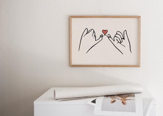 Hand Heart Printable in One Line Drawing Love Hands Gesture | Etsy