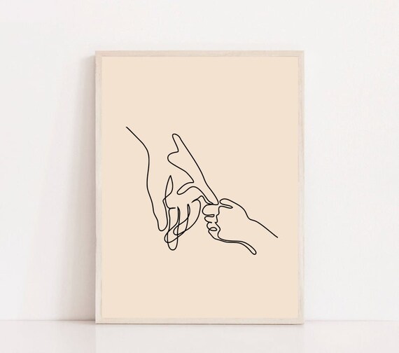 Mom And Baby Finger Touch Printable Wall Art One Line Drawing Etsy