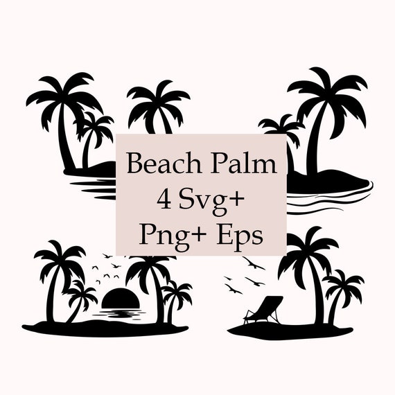 Palm Tree SVG Bundle, Beach Svg, Palm Tree Silhouette, Palm Tree Cut Files, Sunset Svg, Palm Cricut, Tropical Palm Silhouette,Summer Svg