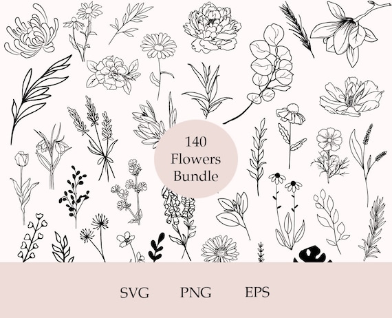 Hand Drawn Flowers Free SVG