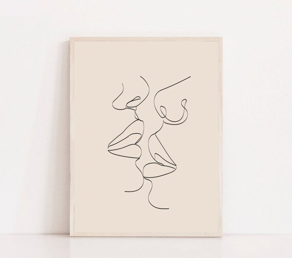 Lesbian Line Art Print LGBTQ Art Lesbian Love Gifts Couple Etsy