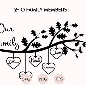 Stammbaum svg 2-10 Mitglieder, Familienzweig svg, Familientreffen Png, Baum des Lebens svg, Stammbaum Herz svg, Silhouette