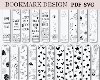 Bookmark SVG Bundle, Bookmark Template Svg, Reading Svg, Floral Bookmark Design