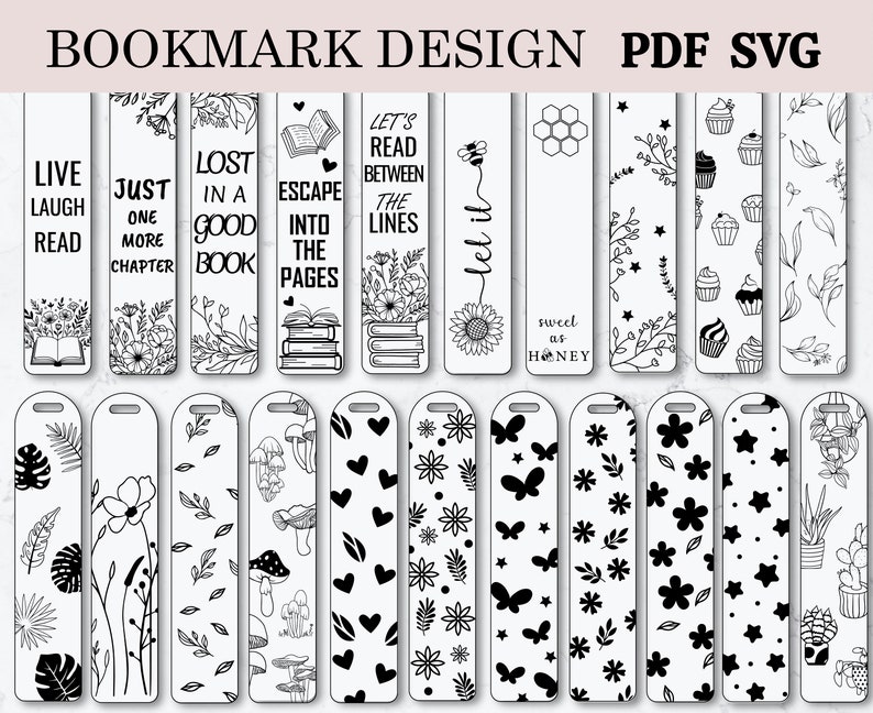 Bookmark SVG Bundle, Bookmark Template Svg, Reading Svg, Floral Bookmark Design