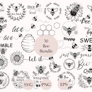 Bundle SVG abeille, Svg bourdon, Svg miel, clipart abeille, Silhouette abeille, être dessiné Png, fichiers de coupe, fichiers Svg pour Cricut à la main