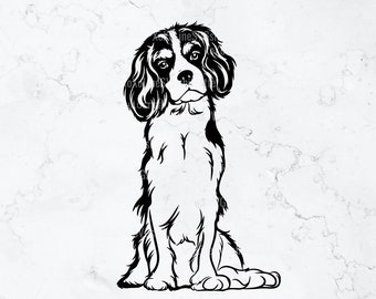 Cavalier Spaniel Perro Svg,Silueta, Camisa Cavalier Png, Cavalier Clipart, Archivos para Cricut, Cortar archivos