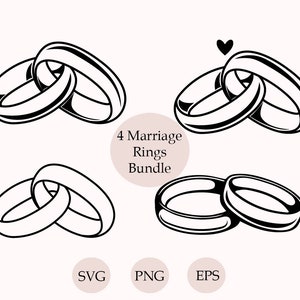 Pacote de Alianças de Casamento Svg, Anel Svg, Casamento Svg, Clipart, Silhueta, Cricut, Anel de Noivado SVG, Casamento Svg