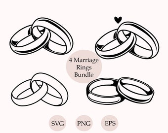 Marriage Rings Svg Bundle, Ring Svg, Wedding Svg, Clipart, Silhouette, Cricut, Engagement Ring SVG, Marriage Svg