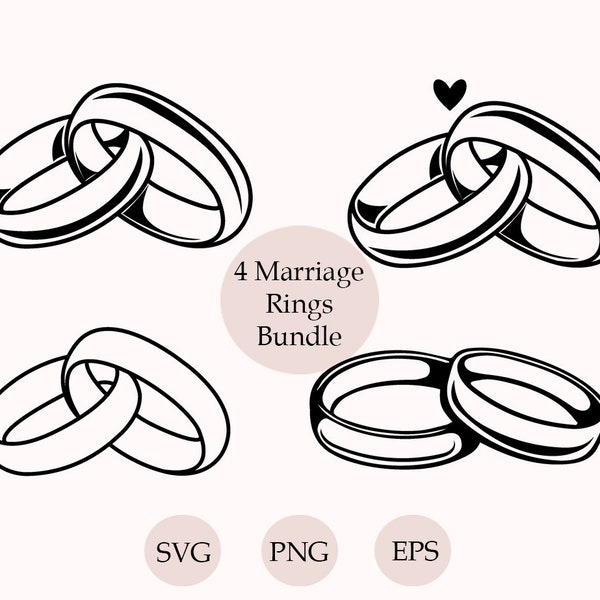 Marriage Rings Svg Bundle, Ring Svg, Wedding Svg, Clipart, Silhouette, Cricut, Engagement Ring SVG, Marriage Svg