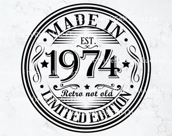 51th Birthday Svg, 1974 svg, Born In 1974 Vintage Svg, Vintage 1974 Cricut, Digital Download