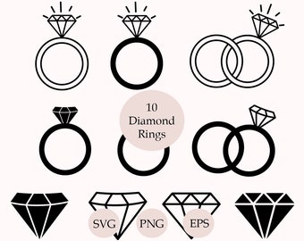 Marriage Rings Svg Bundle, Diamond Ring Svg, Wedding Rings Svg, Wedding Rings Cricut, silhouette, Marriage Svg, Engagement Svg, Couple Rings