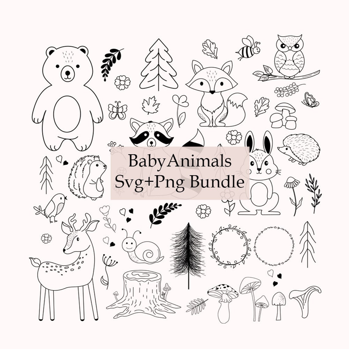 Woodland Animals Svg Bundle Baby Animals Svg - Etsy