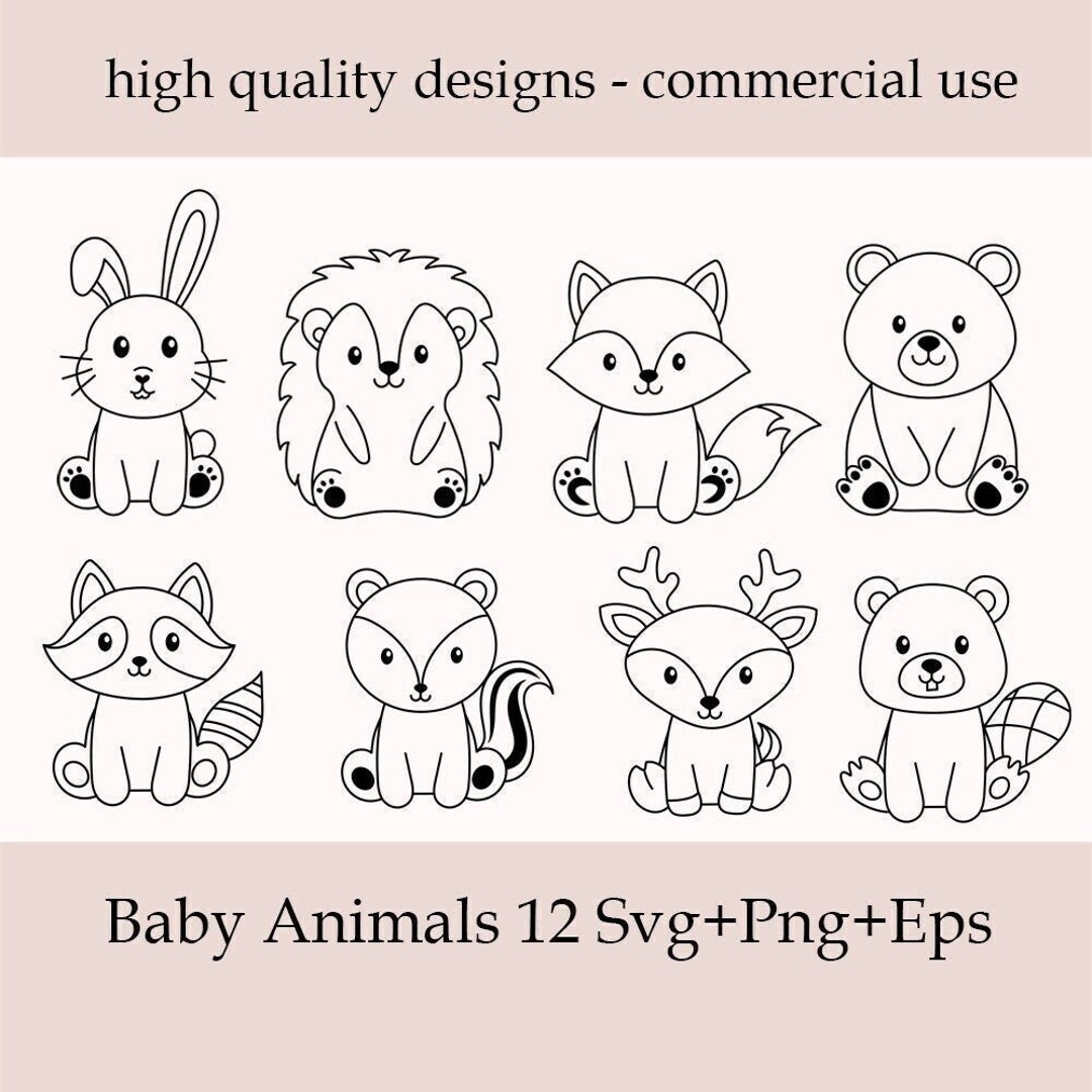 Baby Animals Svg Bundle, Cute Animal Svg, Woodland Animals Svg,rabbit ...